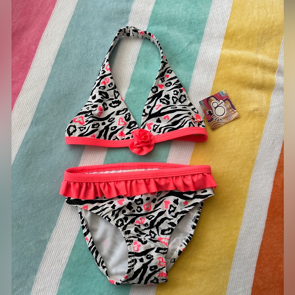 Little Girls Bright Zebra 🦓 print Op Bikini 👙 5T